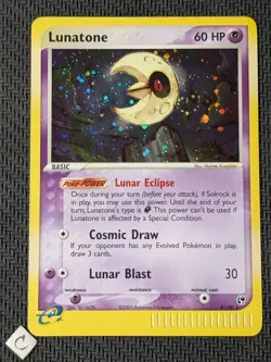 Lunatone 8/100 - ex Sandstorm Holo Rare Pokemon TCG NM SWIRL - Image 1