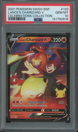 2021 Pokemon Lance's Charizard V #133 SWSH Black Star Promo PSA 10 GEM MINT - Image 1