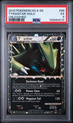 2010 POKEMON HEARTGOLD & SOULSILVER UNLEASHED #88 TYRANITAR-HOLO PSA 5 - Image 1