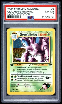 2000 Pokemon Gym Challenge 1st Edition 7 Giovanni's Nidoking PSA 8 147763101 - Image 1