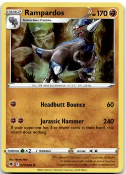 Rampardos 077/189 Holo SWSH10: Astral Radiance Pokemon Card NM - Image 1