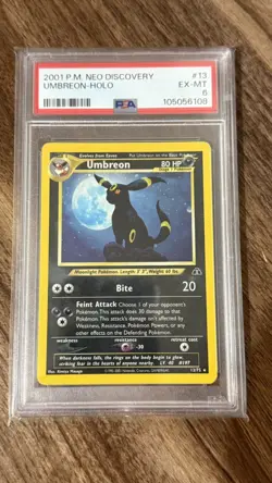 Umbreon 13/75 Rare Holo PSA 6 Neo Discovery Pokemon TCG Card - Image 1