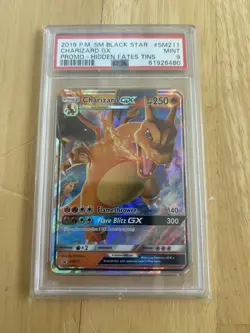 PSA 9 MINT Charizard GX SM211 Hidden Fates Tins Full Art Promo with Grail guard - Image 1