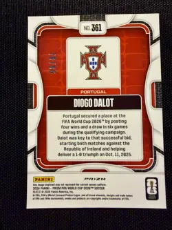2026 Panini Prizm FIFA World Cup Diogo Dalot Maple Leaf Orange /86 SP Portugal - Image 2