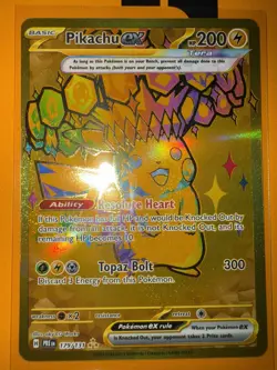 Pikachu ex Full Art Gold Foil Holo 179/131 Sv: Prismatic Evolutions Hyper Rare - Image 1