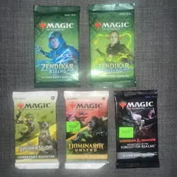MTG Mixed Lot 5 Sealed Booster Packs Magic the Gathering Brother’s War, D&D - Image 1