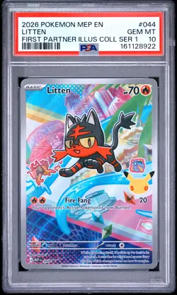 2026 POKEMON MEP EN-ME BLACK STAR PROMO #044 LITTEN PSA 10 - Image 1