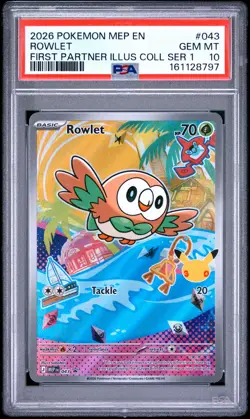 2026 POKEMON MEP EN-ME BLACK STAR PROMO #043 ROWLET PSA 10 - Image 1