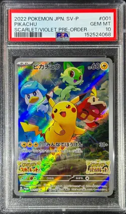 Pikachu 001/SV-P Holo Japanese Pre-Order Promo Pokemon 2022 PSA 10! - Image 2