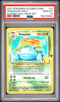 PSA 10 Venusaur 15/102 Pokemon Celebrations Classic Collection Holo 2021 - Image 1