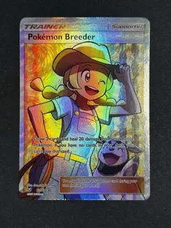 Pokemon Breeder 73/73 Shining Legends Full Art Trainer Pokemon TCG NM/Near Mint - Image 1