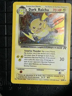 Dark Raichu 83/82 Team Rocket Holo Secret Rare English 2000 WOTC HP 70 - Image 1