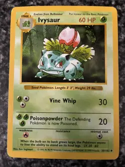 Ivysaur 30/102 Base Set Shadowless Vintage 1999 Pokemon WOTC - Image 1