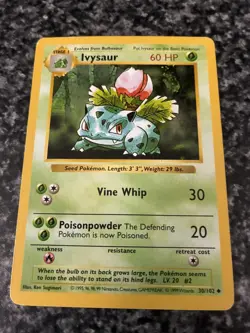 Ivysaur 30/102 Base Set Shadowless Vintage 1999 Pokemon WOTC - Image 2