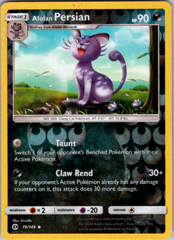 Alolan Persian - 79/149 - Reverse Holo - Pokemon Sun & Moon Base Set - Image 1
