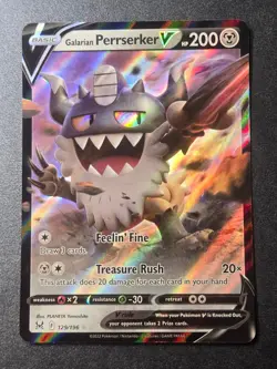 Galarian Perrserker V 129/196 NM Lost Origin Holo V Rare Pokemon - Image 1