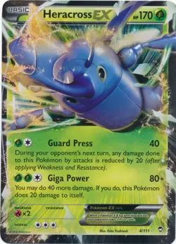 Lightly Played Heracross-EX - 4/111 - Holo Rare ex Pokemon Furious Fists - Image 1