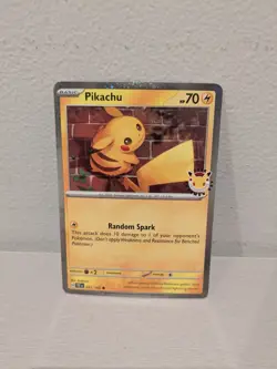 Pokemon Pikachu 051/162 Stamped Pokemon Day 2026 Cosmos Holo 🌀 Swirl 🌀| NM+ - Image 1