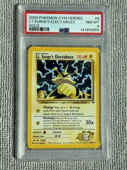Pokemon Gym Heros LT. SURGE'S ELECTABUZZ Holo #6 PSA 8 NM-MT 2000 - Image 1