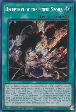 Yugioh! LP Deception of the Sinful Spoils - ROTA-EN055 - Secret Rare - 1st Editi - Image 1