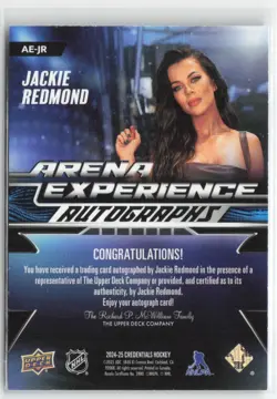 2024-25 Upper Deck Credentials Arena Experience Jackie Redmond #AE-JR Auto - Image 2
