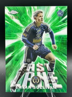 2025 Topps MLS Chrome Cavan Sullivan Green Fast Lane RC /99 Philadelphia Union - Image 1