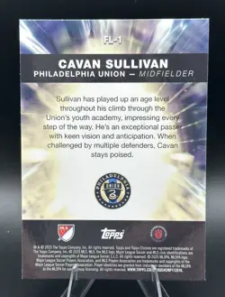 2025 Topps MLS Chrome Cavan Sullivan Green Fast Lane RC /99 Philadelphia Union - Image 2