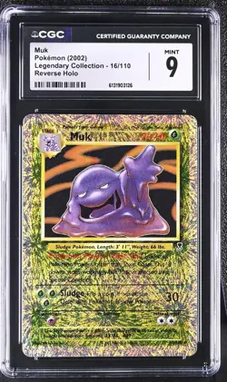 CGC 9 MINT Muk 16/110 Legendary (collection) Reverse Holo Pokemon Card - Image 1