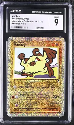 CGC 9 MINT Mankey 81/110 Legendary (collection) Reverse Holo Pokemon Card - Image 1
