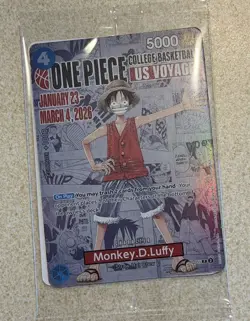 One Piece Monkey D. Luffy US Voyage College Basketball Promo Card (Mint - New) - Image 1