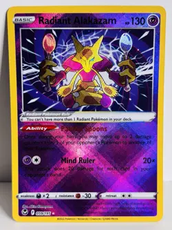Radiant Alakazam 059/195 SWSH12: Silver Tempest Holo Pokemon Card - Image 1