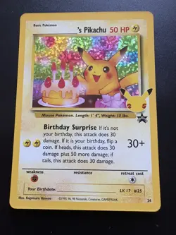 Birthday Pikachu 24 Celebrations Promo Pokemon Card - Image 1