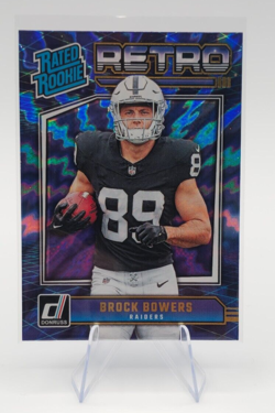 2024 Panini Donruss Brock Bowers Rated Rookie Retro Series #9 Vegas Raiders RC - Image 1