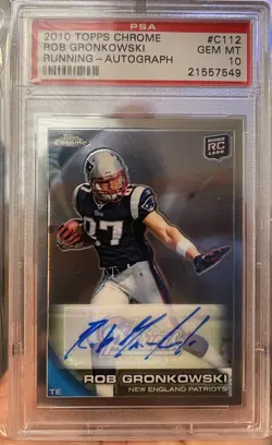 2010 Topps Chrome #C112 Rob Gronkowski Auto RC Gem Mint PSA 10 - Image 1