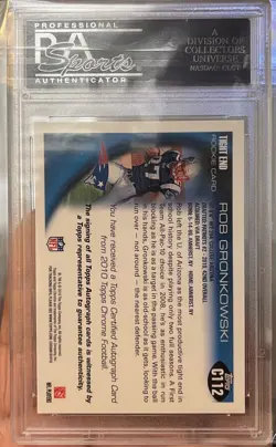 2010 Topps Chrome #C112 Rob Gronkowski Auto RC Gem Mint PSA 10 - Image 2