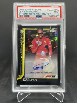 2025 Topps Chrome F1 Lewis Hamilton Auto Autograph 75th Anv 21/75 PSA 9 #CAC-HAM - Image 1