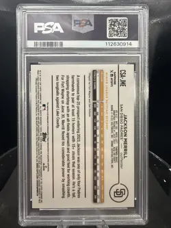 2024 Topps Chrome Sapphire Jackson Merrill #CSA-JME Green Auto /99 PSA 10 - Image 2