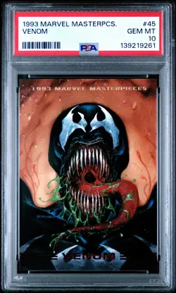 1993 Marvel Masterpieces VENOM #45 PSA 10 Gem Mint Spider-Man Avengers MCU Card - Image 1