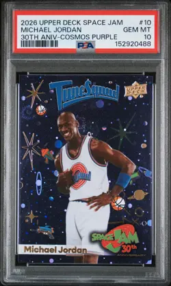 2026 UD SPACE JAM 30TH ANNIVERSARY COSMOS PURPLE #10 MICHAEL JORDAN PSA 10 - Image 1