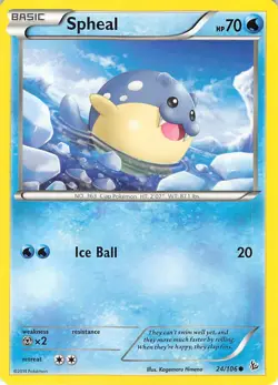 Spheal 24/106 Common Flashfire Pokemon Near Mint - Image 1