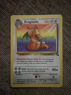 Pokemon TCG Dragonite 19/62 Fossil Rare Non-Holo Card - Image 1