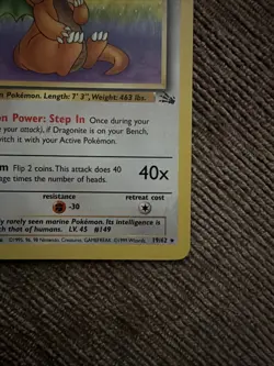Pokemon TCG Dragonite 19/62 Fossil Rare Non-Holo Card - Image 5