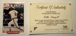 Pittsburgh Pirates WILLIE STARGELL 1993 NABISCO COA auto signed autographed card - Image 1