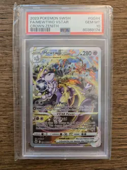 2023 POKEMON SWORD & SHIELD CROWN ZENITH #GG44 FULL ART/MEWTWO VSTAR PSA 10 - Image 1