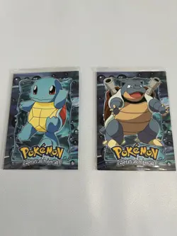 Topps Pokemon Blastoise E9 & Squirtle E7 Blue Logo - Image 1