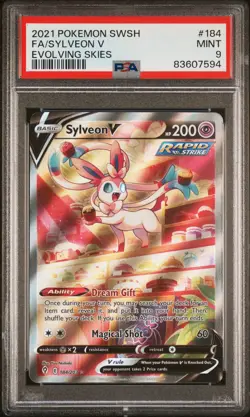 2021 SWSH Sylveon V 184/203 Evolving Skies Pokemon TCG Full Alt Art PSA 9 Mint - Image 1