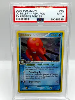 Octillery 10/115 EX Unseen Forces Reverse Holo Rare Pokemon Card PSA 9 MINT - Image 1
