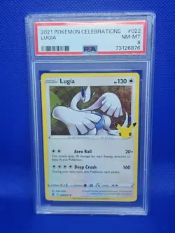 2021 POKEMON CELEBRATIONS #022 LUGIA PSA 8 NM-MT - Image 1
