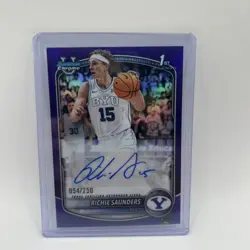 2025-26 Bowman Richie Saunders Chrome Auto Purple Refractor 1st #/250 Cougars - Image 1