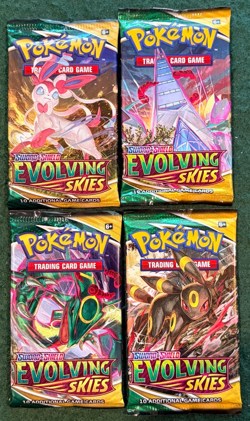 NEW Sealed Evolving Skies Pokemon TCG Booster Packs Complete Art Set (4 Packs) - Image 1